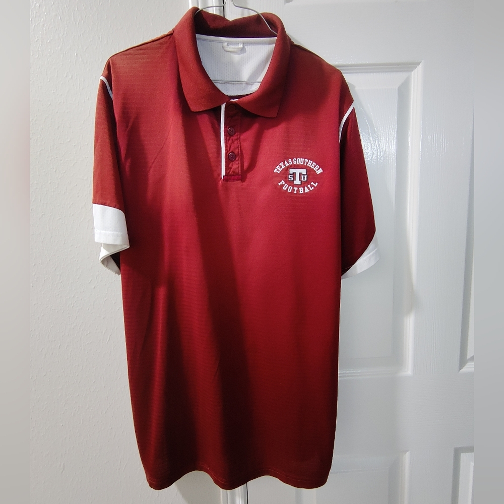 TSU Texas Southern Football Polo Shirt Men’s XL Maroon White Russell Athletic